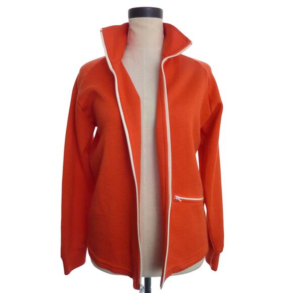 Vintage 70s Orange Zippered Jacket White Stag Speedo Japan Size Small S Retro - Picture 2 of 6